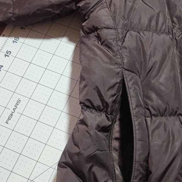 VTG The North Face Womens Long Puffer Coat L/G Brown Nylon Down Winter Jacket - Picture 8 of 16
